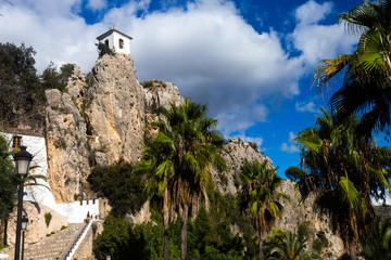 The famous Bell Tower and Gateway at Guadalest near Benidorm in Spain, horizontal- travel background.