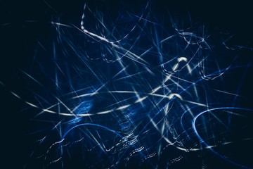 Abstract dark blue background with speed lines. Spiral lights.