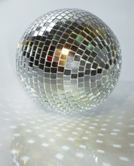 mirror ball.isolated on a dark background. photo with copy space