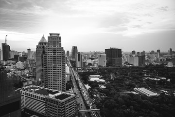 Beautiful black and white skyline of Bangkok