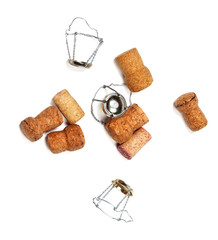 Corks from champagne wine and muselets