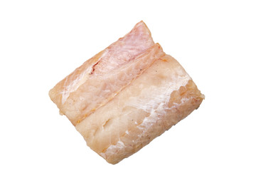 Hake ( Merluccius) fillets on the skin on white background, isolated