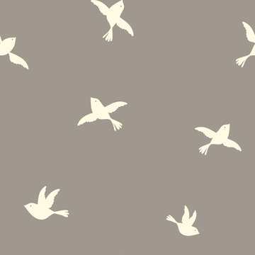 Little Birds on natural ground seamless repeat pattern