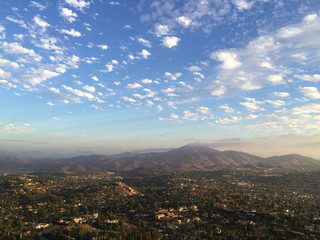 Clouds over the mountain landscape of La Mesa San Diego California