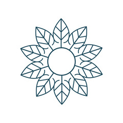 Linear organic and natural emblem and logo design template, ecology concept, circle made with leaves. vector illustration isolated on white background.