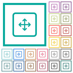 Drag object flat color icons with quadrant frames