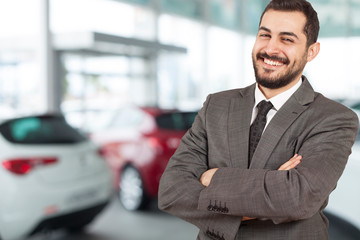 business man at the auto dealer