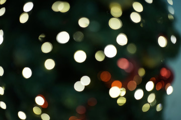Blurred Decorated Christmas tree background.