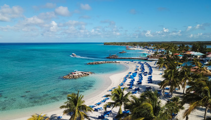 Beach from the drone paradise  Princess Cays beach 