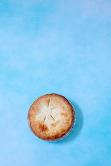 Pie on blue background