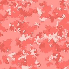 Fashion camo surface design. Living coral marble trendy camouflage salmon red pink fabric pattern.