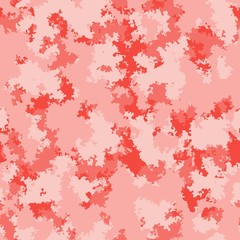 Fashion camo surface design. Living coral marble trendy camouflage salmon red pink fabric pattern.