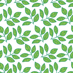 Floral seamless pattern with branches and leaves. Vector illustration.