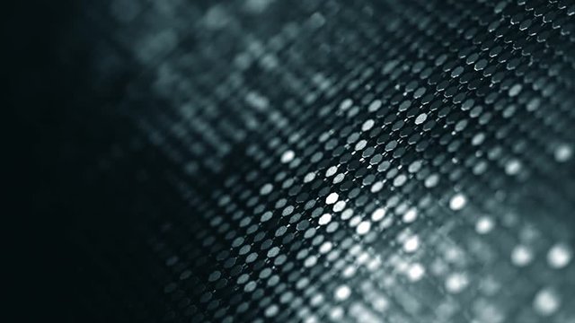 Abstract particle background, data techno backdrop with glowing dots, hi-tech concept. Slow motion. 4K UHD video footage. 3840X2160