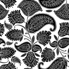 Vintage magic flowers, seamless pattern for your design