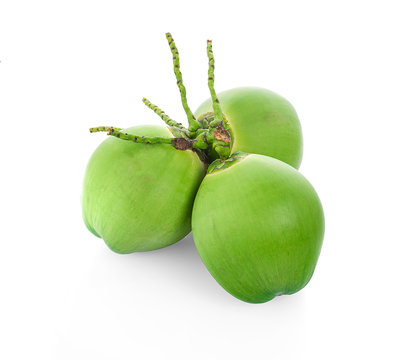 Green coconut isolated on white background