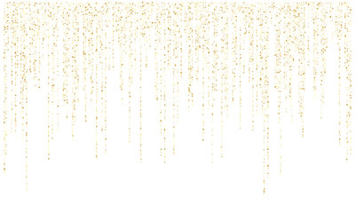 Garland lights gold glitter hanging vertical lines vector holiday background.