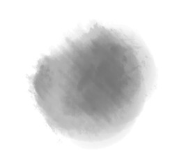 Watercolor spot on white. Digital aquarelle blotch on isolated background. Light blur stain. Hand drawn backdrop for design and work. Black and white illustration