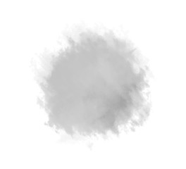 Watercolor spot on white. Digital aquarelle blotch on isolated background. Light blur stain. Hand drawn backdrop for design and work. Black and white illustration