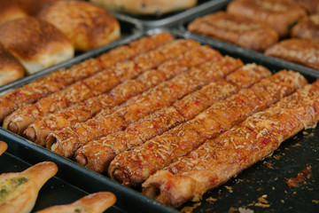 Close up of bakers are working.Homemade bread.Eating breakfast with the bread in coffee shop. Morning coffee,Bakery commercial image.