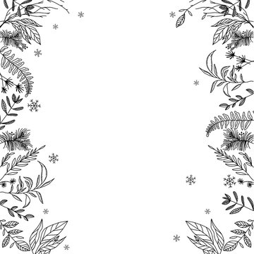 a floral frame black and white - Vector