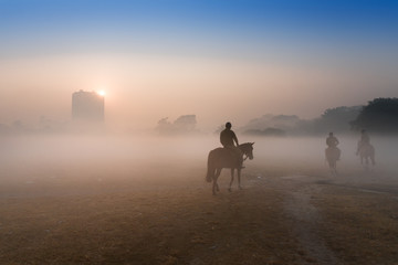 Mounted polices of Kolkata in a winter morning.