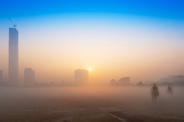 Mounted polices of Kolkata in a winter morning.