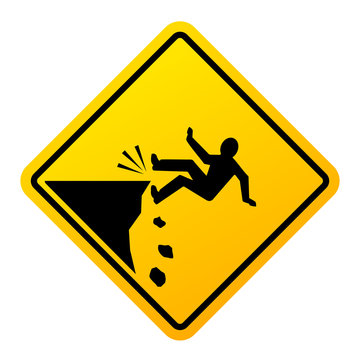 Cliff fall danger vector sign