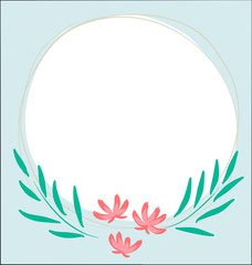 vector of flowers decorated white circular frame
