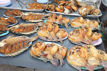 fish fried in market stall