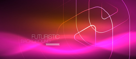 Color shiny neon lights background with abstract lines