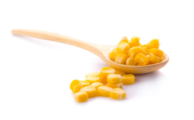 sweet corn in the wooden spoon