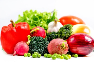 Naklejka na ściany i meble a fresh group of vegetables on white background