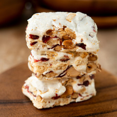 Homemade nougat bar