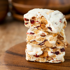 Homemade nougat bar
