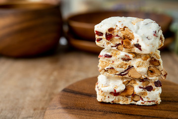 Homemade nougat bar