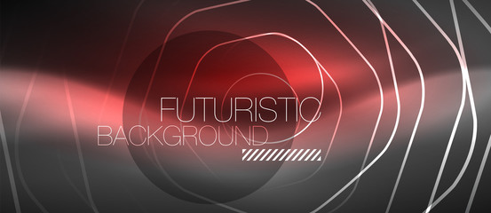 Black and glowing color lines neon design, magin techno template background