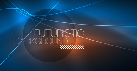 Neon glowing magic background, neon banner, night sky wallpaper. Magic light effect. Christmas abstract pattern.