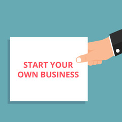 Writing note showing Start Your Own Business.