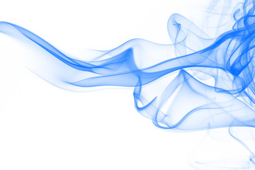 Blue smoke abstract on white background