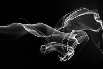 Abstract black and white smoke on black background, fire design