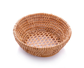 Basket wicker on isolated white background.