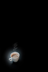 Black coffee morning in black background