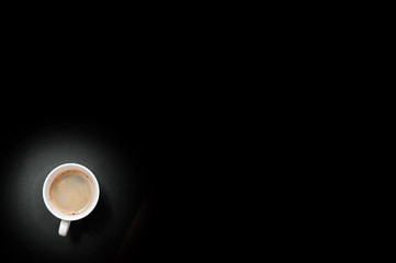 Black coffee morning in black background