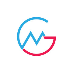 letters gm circle line geometric logo