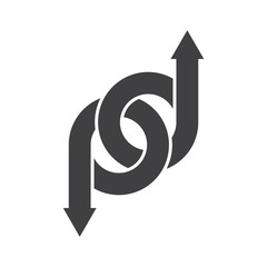letters pd linked arrows logo vector