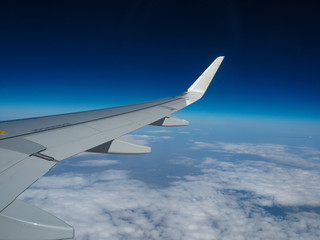 Fototapeta na wymiar Outside view of the plane through Asia