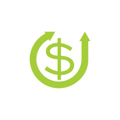circle refresh arrows money dollar symbol vector