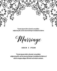 invitation with floral branches marriage text vector illustration