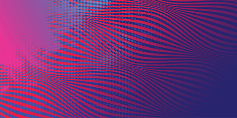 Abstract halftone vibrant trendy texture. Vector fading colors, and merging dotted pattern with flowing lines.